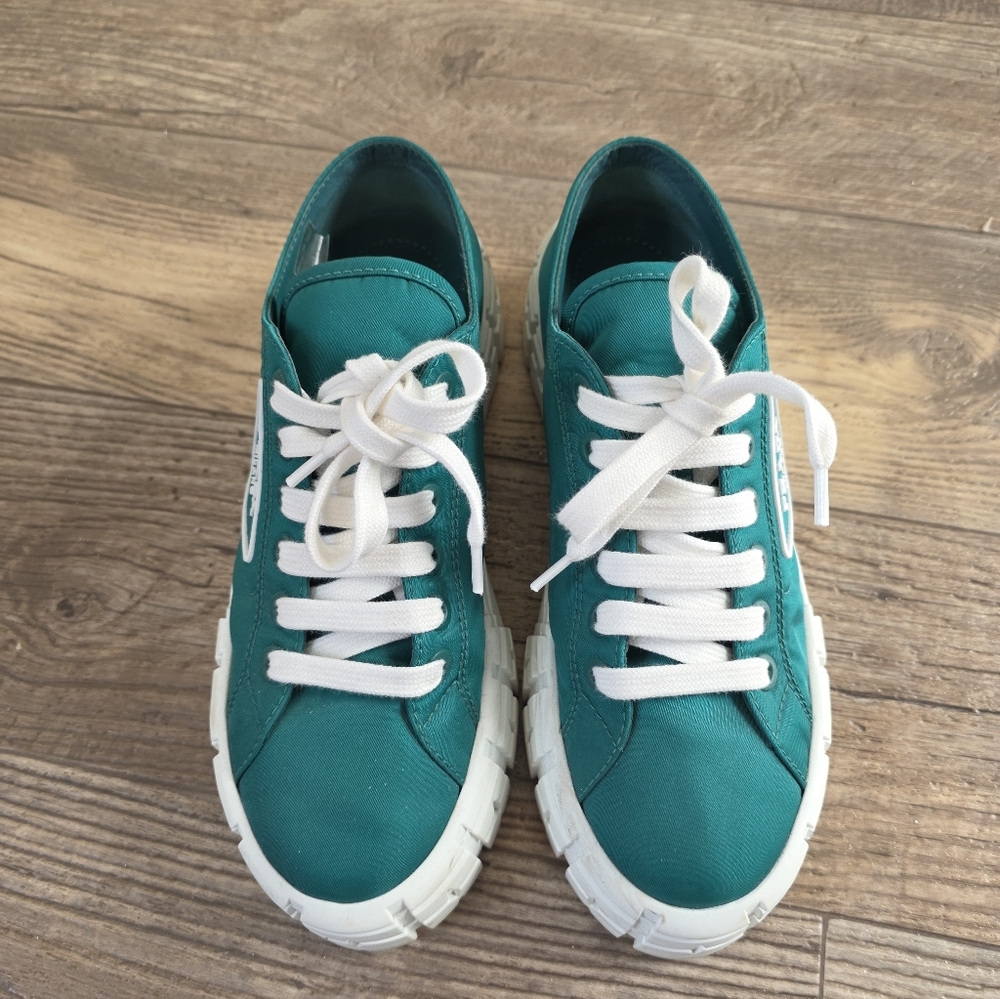 Authentic Prada Green Platform Tennis Shoes Sz 40 (10) - Picture 6 of 10